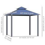 Outdoor and Garden-10x10 Hardtop Gazebo with Aluminum Frame, Polycarbonate Gazebo Canopy with Curtains, Netting for Garden, Patio, Backyard, Grey - Outdoor Style Company