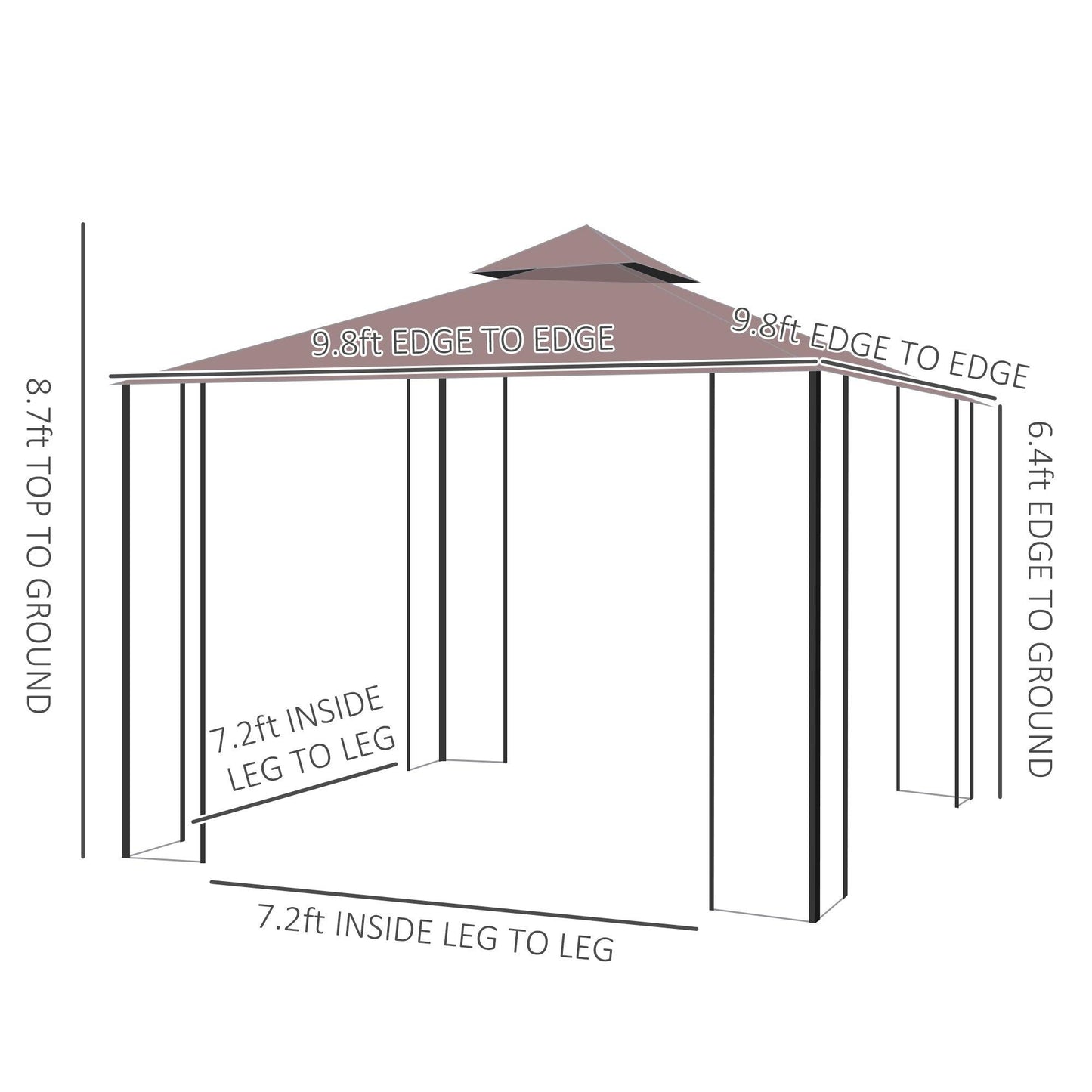 Outdoor and Garden-10'x10' Outdoor Gazebo, Double Tiered Canopy Tent with Mosquito Netting and Steel Frame for Patio, Backyards and Parties, Coffee - Outdoor Style Company