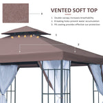 Outdoor and Garden-10'x10' Outdoor Gazebo, Double Tiered Canopy Tent with Mosquito Netting and Steel Frame for Patio, Backyards and Parties, Coffee - Outdoor Style Company