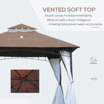 Outdoor and Garden-10'x10' Outdoor Patio Gazebo Canopy Metal Canopy Tent with 2-Tier Roof and Mesh Netting for Backyard - Outdoor Style Company