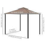 Outdoor and Garden-10'x10' Outdoor Patio Gazebo Canopy Metal Canopy Tent with 2-Tier Roof and Mesh Netting for Backyard, Coffee - Outdoor Style Company