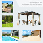 10x10 Polycarbonate Hardtop Gazebo, Gazebo Canopy with Aluminum Frame, Curtains and Netting for Garden, Patio, Backyard, Beige