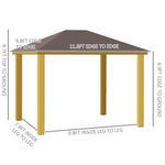 Outdoor and Garden-10x12 Galvanized Steel Gazebo with Wooden Frame, Permanent Metal Roof Gazebo Canopy for Garden, Patio, Backyard, Brown - Outdoor Style Company