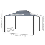 Outdoor and Garden-10x12 Hardtop Gazebo with Aluminum Frame, Polycarbonate Gazebo Canopy with Curtains, Netting for Garden, Patio, Backyard, Black - Outdoor Style Company