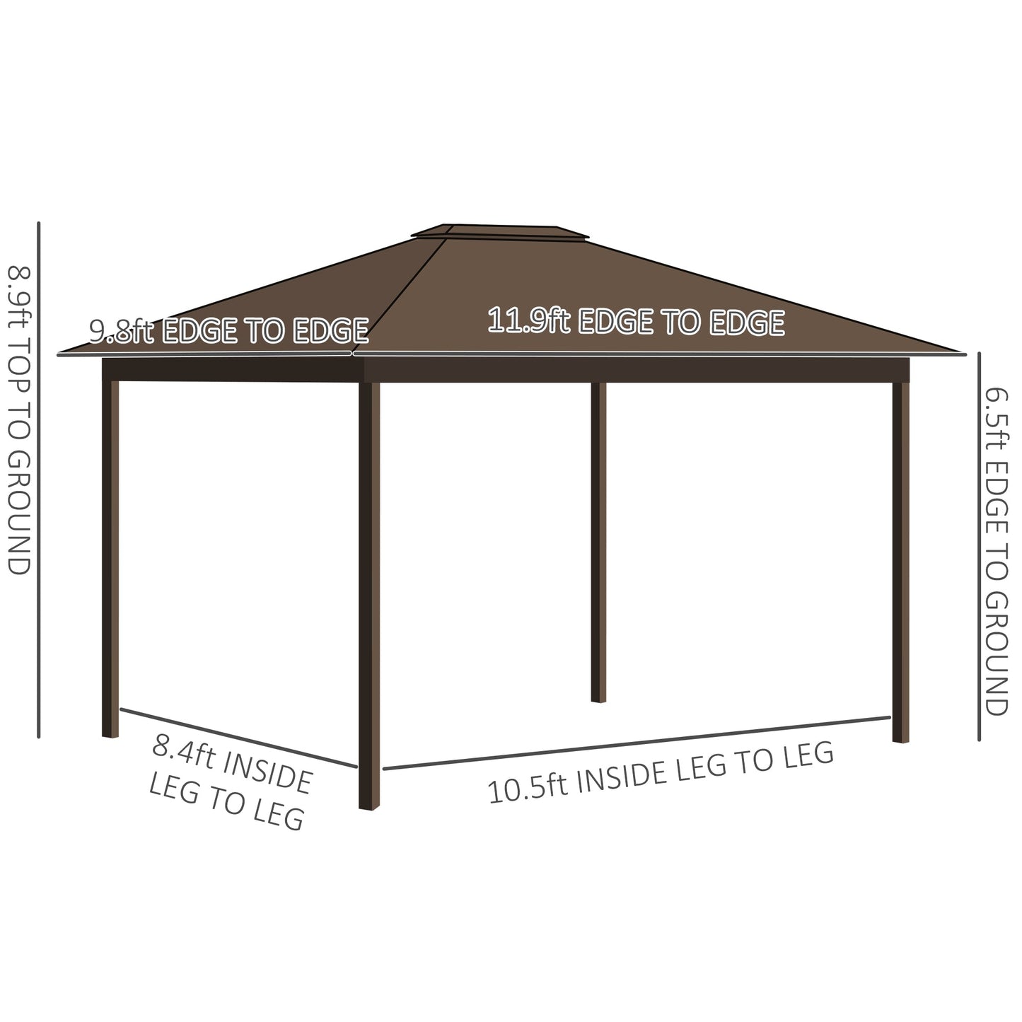 Outdoor and Garden-10x12 Hardtop Gazebo with Aluminum, Permanent Metal Roof Gazebo Canopy with Curtains & Netting for Garden, Patio, Backyard, Grey - Outdoor Style Company