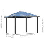 Outdoor and Garden-10x12 Hardtop Gazebo with Metal Frame, Polycarbonate Gazebo Canopy with Curtains for Garden, Patio, Backyard - Outdoor Style Company