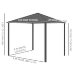 Outdoor and Garden-11' x 11' Outdoor Gazebo Grill Canopy with Bar Counters, Ceiling Hook, Metal and Acrylic Combined Roof, Wood Frame Hardtop Gazebo - Outdoor Style Company