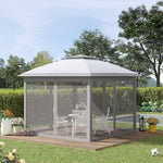 Miscellaneous-11' x 11' Pop Up Gazebo, Double Roof Foldable Canopy Tent with Zippered Mesh Sidewalls, Height Adjustable and Carrying Bag, Event Tent, Grey - Outdoor Style Company