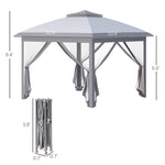 Miscellaneous-11' x 11' Pop Up Gazebo, Double Roof Foldable Canopy Tent with Zippered Mesh Sidewalls, Height Adjustable and Carrying Bag, Event Tent, Grey - Outdoor Style Company