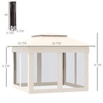 Outdoor and Garden-11' x 11' Pop Up Gazebo with Removable Zipper Netting, 2-Tier Soft Top and Storage Bag for Patio, Beige - Outdoor Style Company