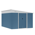 Outdoor and Garden-11' x 9' Metal Storage Shed Organizer, Garden Utility Storage Tool House with Double Sliding Lockable Doors & 2 Air Vents, Blue - Outdoor Style Company