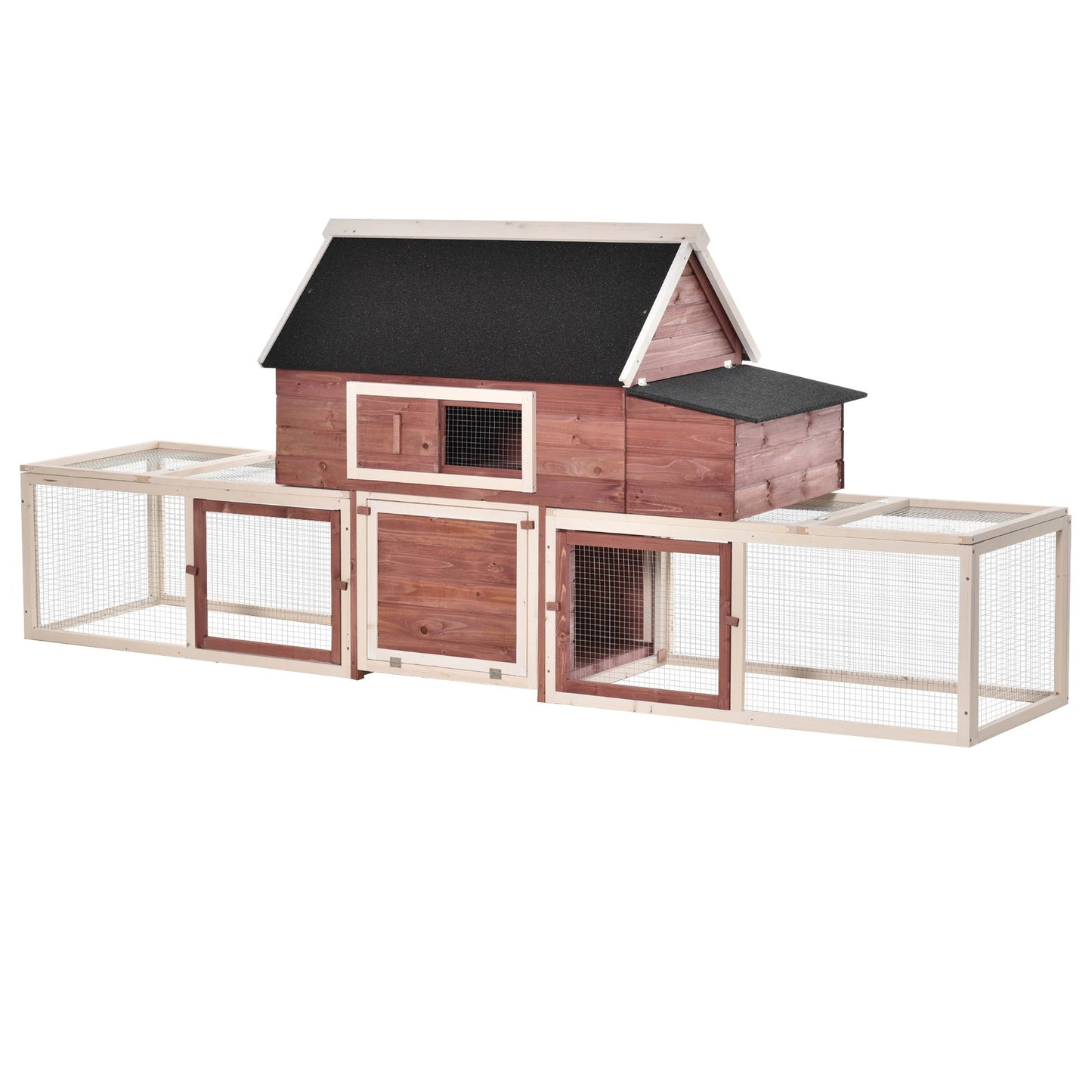 Outdoor and Garden-114” Wooden Chicken Coop Large Hen House Customizable Poultry Cage With Nesting Box And Outdoor Runs Removable Tray and Ramp - Outdoor Style Company