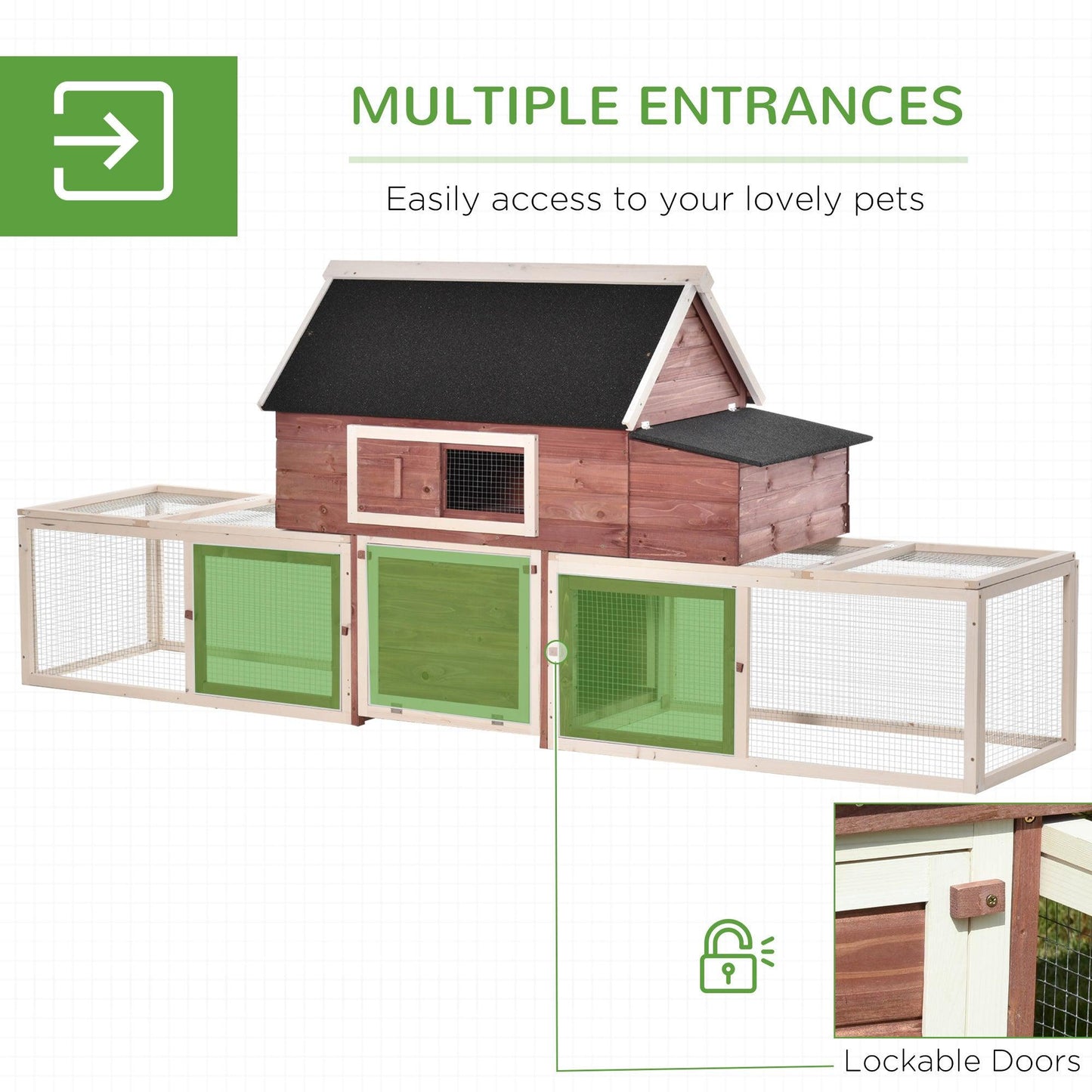 Outdoor and Garden-114” Wooden Chicken Coop Large Hen House Customizable Poultry Cage With Nesting Box And Outdoor Runs Removable Tray and Ramp - Outdoor Style Company