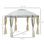 Outdoor and Garden-11.5' Steel Outdoor Patio Gazebo Canopy with Double roof Romantic Round Design & Included Side Curtains, Cream White - Outdoor Style Company