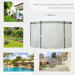 Outdoor and Garden-11.5' Steel Outdoor Patio Gazebo Canopy with Double roof Romantic Round Design & Included Side Curtains, Cream White - Outdoor Style Company