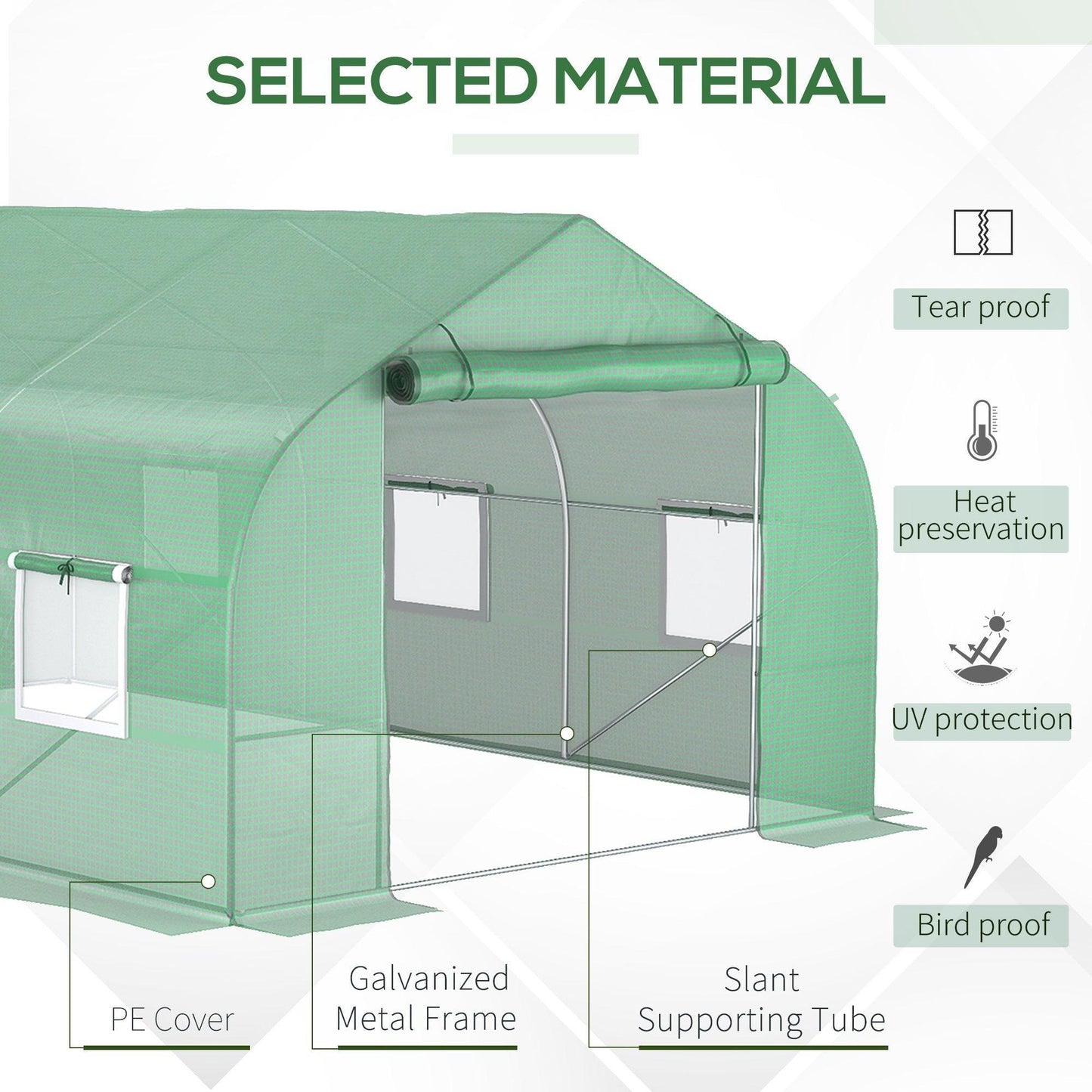 Outdoor and Garden-11.5' x 10' x 7' Outdoor Portable High Tunnel Greenhouse with Windows-Deep Green - Outdoor Style Company