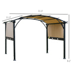 Outdoor and Garden-11.5' x 11.5' x 8' Outdoor Retractable Canopy Pergola Steel Frame Patio Pergola Shelter Sun Shade Beige - Outdoor Style Company