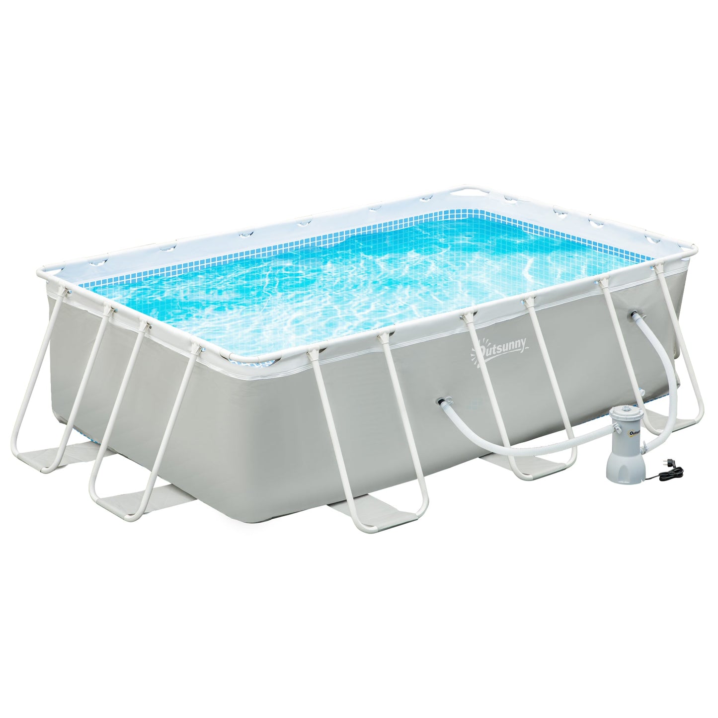 Outdoor and Garden-11ft x 7ft x 32in Steel Frame Pool with Filter Pump - Outdoor Style Company