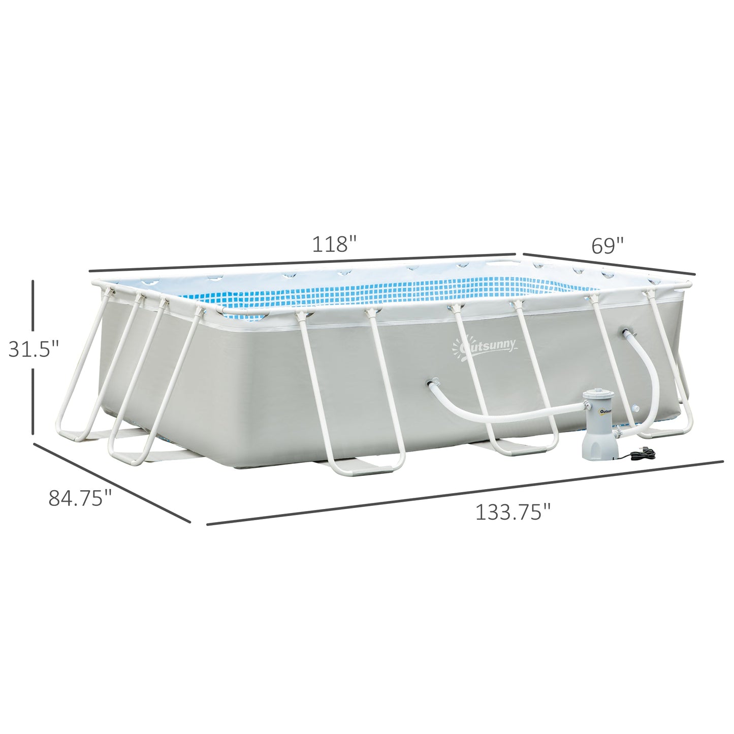 Outdoor and Garden-11ft x 7ft x 32in Steel Frame Pool with Filter Pump - Outdoor Style Company