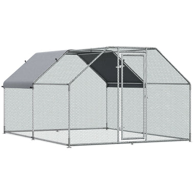 Pet Supplies-12' Metal Chicken Coop with Run, Walk-In Chicken Cage Rabbit Hutch with Cover and Lockable doo for Backyard, Silver - Outdoor Style Company