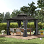 Miscellaneous-12' x 10' 2 Tier Gazebo, Steel & Aluminum, Grey - Outdoor Style Company