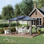 Outdoor and Garden-12' x 10' Hardtop Polycarbonate Gazebo Canopy Aluminum Frame Pergola with Top Vent and Netting for Garden, Patio, Grey - Outdoor Style Company