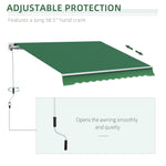 Outdoor and Garden-12' x 10' Manual Retractable Awning Outdoor Sunshade Shelter for Patio, Balcony, Yard, with Adjustable & Versatile Design, Green - Outdoor Style Company