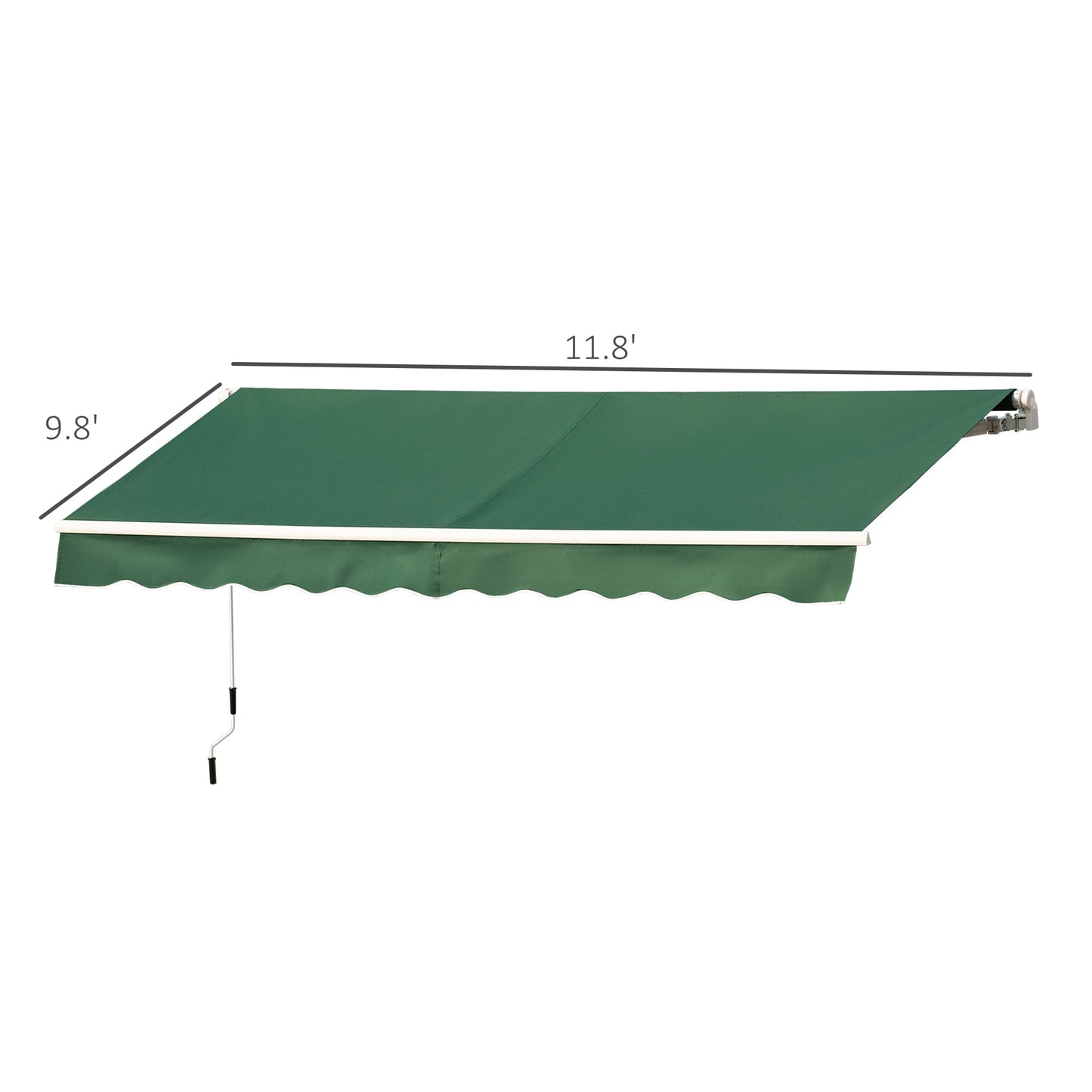 Outdoor and Garden-12' x 10' Manual Retractable Awning Outdoor Sunshade Shelter for Patio, Balcony, Yard, with Adjustable & Versatile Design, Green - Outdoor Style Company