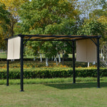 Outdoor and Garden-12' x 10' Outdoor Retractable Pergola Canopy with Sun Shade Unique Design Canopy Patio Metal Shelter for Garden Porch Beach, Beige - Outdoor Style Company