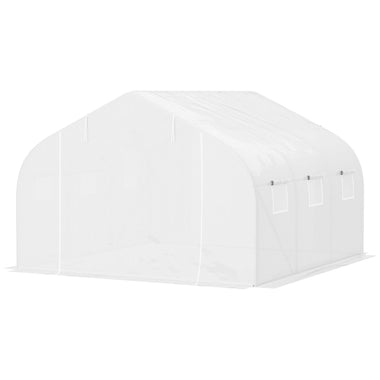 Miscellaneous-12' x 10' x 7' Walk-in High Tunnel Greenhouse, Hot House with Roll-up Windows, Zippered Door, PE Cover, White - Outdoor Style Company