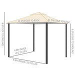 Outdoor and Garden-12' x 12' Outdoor Canopy Tent Party Gazebo with Double-Tier Roof, Steel Frame, Included Ground Stakes, Beige - Outdoor Style Company