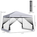 Miscellaneous-12' x 12' Pop Up Canopy, Foldable Canopy Tent with Carrying Bag, Mesh Sidewalls and 3-Level Adjustable Height for Garden, Party, White - Outdoor Style Company