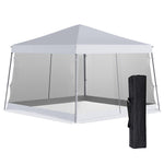 Miscellaneous-12' x 12' Pop Up Canopy, Foldable Canopy Tent with Carrying Bag, Mesh Sidewalls and 3-Level Adjustable Height for Garden, Party, White - Outdoor Style Company