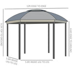 Outdoor and Garden-12' x 12' Steel Gazebo Canopy Party Tent Shelter with Double Roof, Curtains, Netting Sidewalls, Top Hook, Gray - Outdoor Style Company