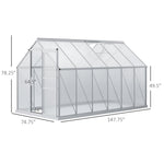 Outdoor and Garden-12' x 6' Aluminum Greenhouse, Polycarbonate Walk-in Garden Greenhouse Kit with Adjustable Roof Vent, Rain Gutter and Sliding Door, Silver - Outdoor Style Company