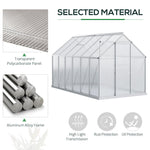 Outdoor and Garden-12' x 6' Aluminum Greenhouse, Polycarbonate Walk-in Garden Greenhouse Kit with Adjustable Roof Vent, Rain Gutter and Sliding Door, Silver - Outdoor Style Company