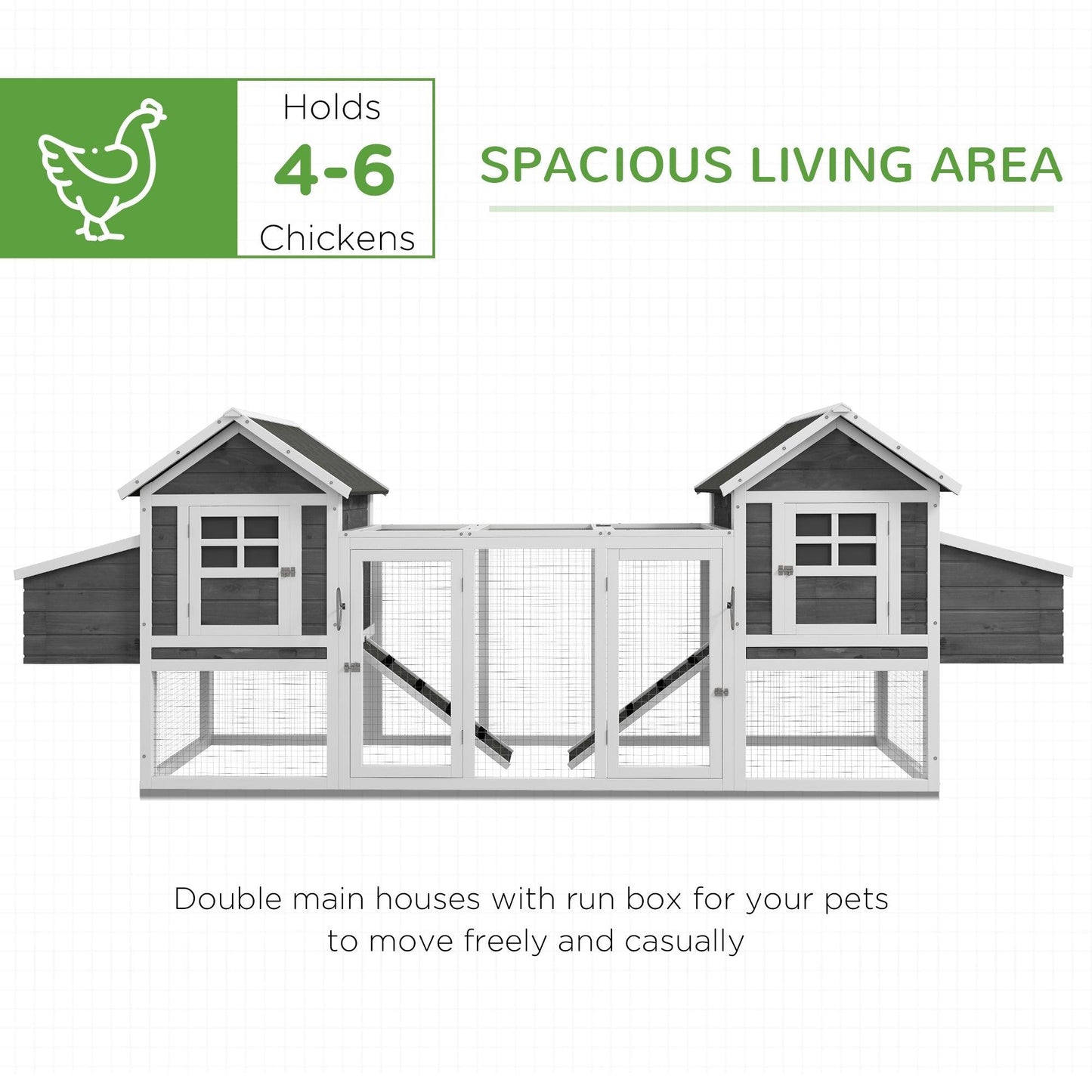 Outdoor and Garden-124" Dual Chicken Coop Wooden Large Chicken House Rabbit Hutch Hen Poultry Cage Backyard with Outdoor Ramps and Nesting Boxes - Outdoor Style Company