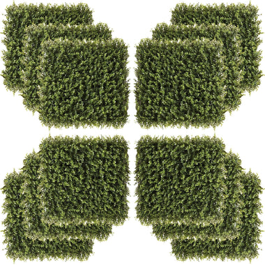Outdoor and Garden-12PCS Artificial Boxwood Wall Panels 20" x 20" Float Grass Faux Hedge Greenery Backdrop for Home Garden Backyard Balcony, Green - Outdoor Style Company