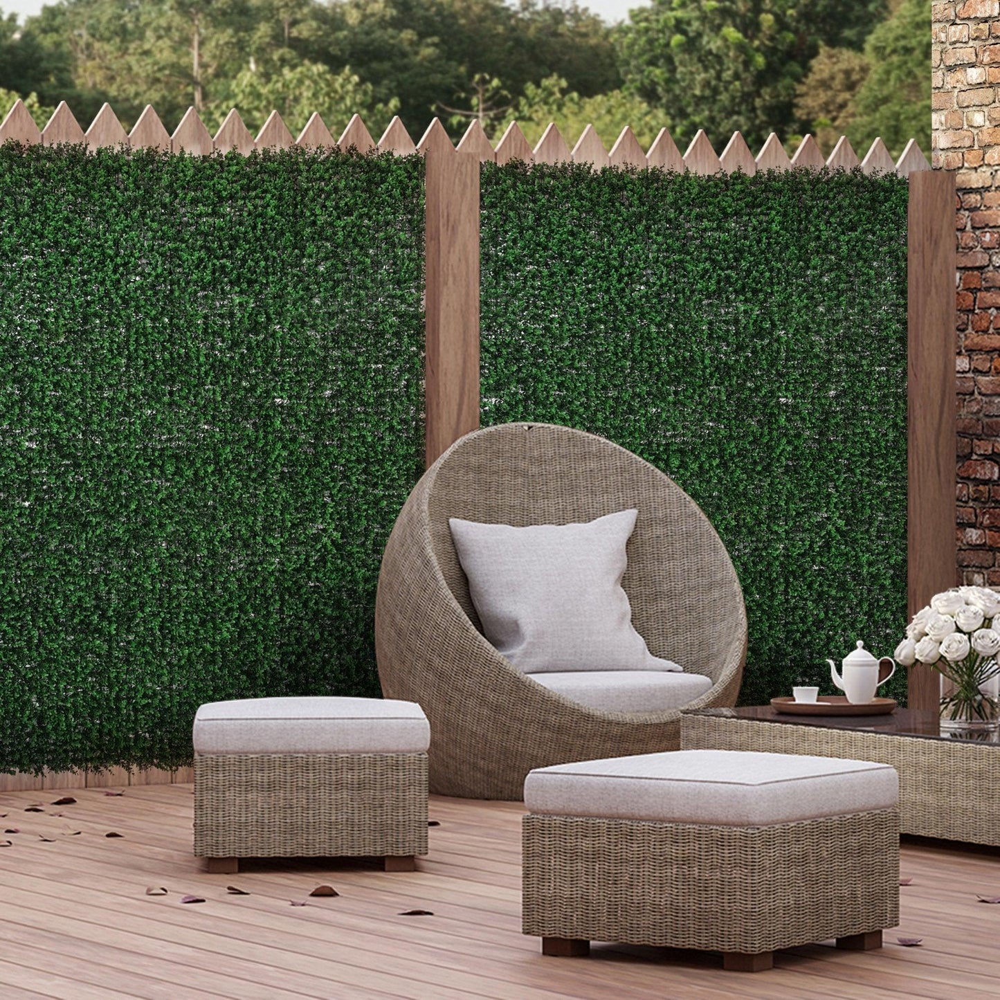 Outdoor and Garden-12PCS Artificial Boxwood Wall Panels 20" x 20" Float Grass Privacy Fence Screen Faux Hedge Greenery Backdrop for Home Garden Backyard Balcony - Outdoor Style Company