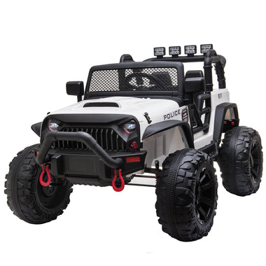 Toys and Games-12V 2-Seater Kids Battery-Powered Electric Ride-On Car, Off-Road UTV Truck Toy with Parental Remote Control & 2 Motors, White - Outdoor Style Company