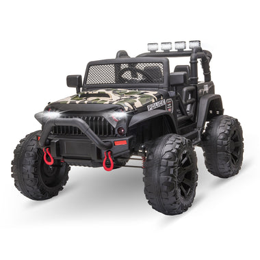 Toys and Games-12V 2-Seater Kids Electric Ride-On Car, Off-Road UTV Truck Toy with Parental Remote Control & Twin Motors, Camouflage - Outdoor Style Company