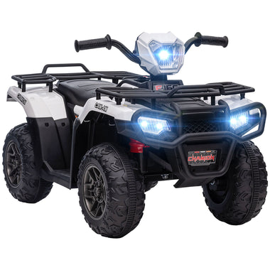 Toys and Games-12V Kids ATV Battery Operated Car Electric 4 Wheeler Kids Ride on Car Electric Car with Music & LED Headlights, for Kids 3-5 Years, White - Outdoor Style Company