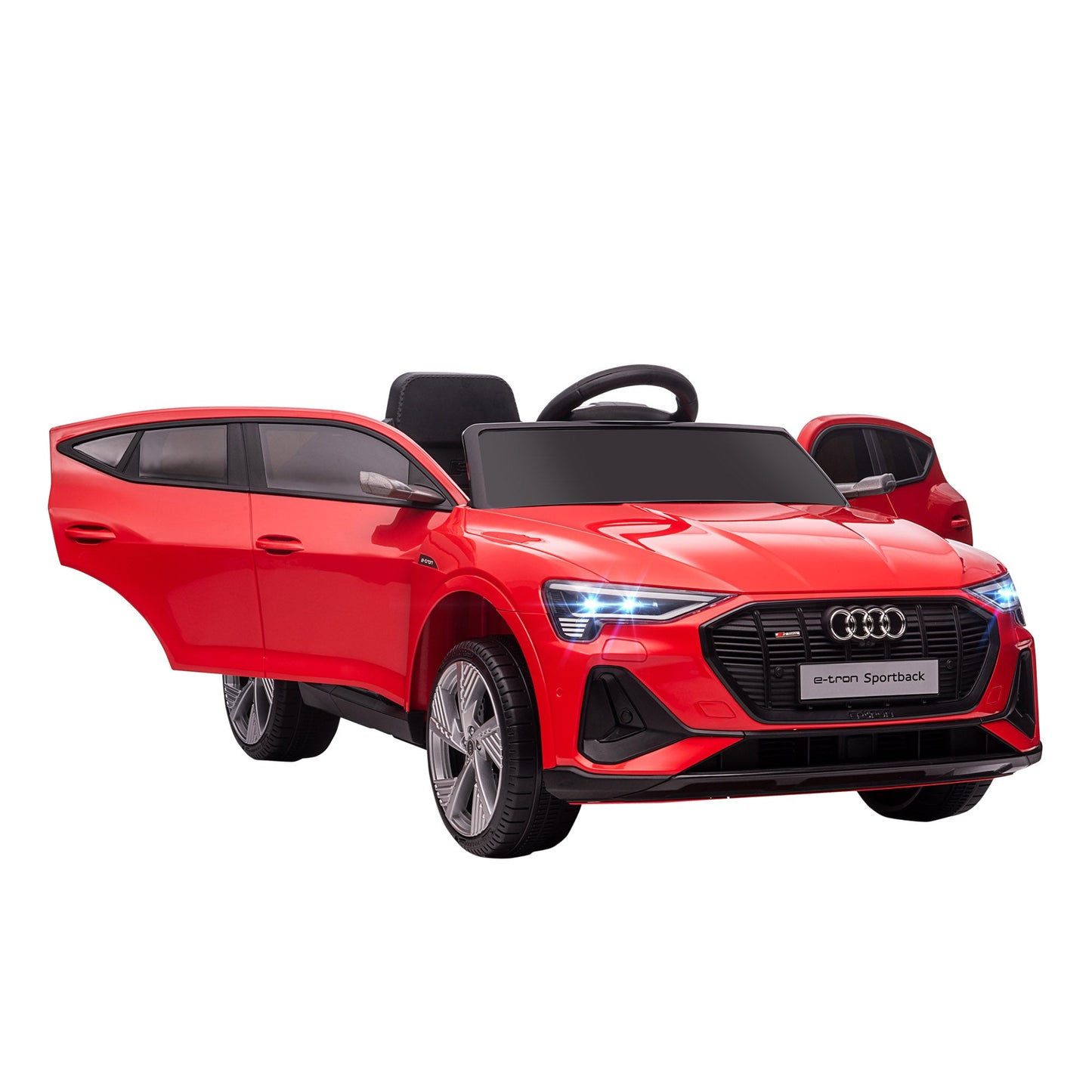 Toys and Games-12V Kids Electric Ride On Audi Sports Car, Battery Powered Toy w/ Remote Control, Safety Belt, LED Lights, Music & Horn for Children, Red - Outdoor Style Company