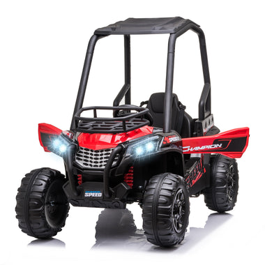 Toys and Games-12V Kids Electric Ride On Car, Off-Road UTV Toy Kids Ride On Toys 1.8-3.7 mph with High Roof, Remote Control, Lights & MP3 Music, Red & Black - Outdoor Style Company