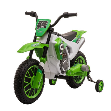 Sports and Fitness-12V Kids Motorcycle Bike, Electric Battery-Powered Ride-On Toy, Off-road Street Bike with Charging Battery & Training Wheels, Green - Outdoor Style Company