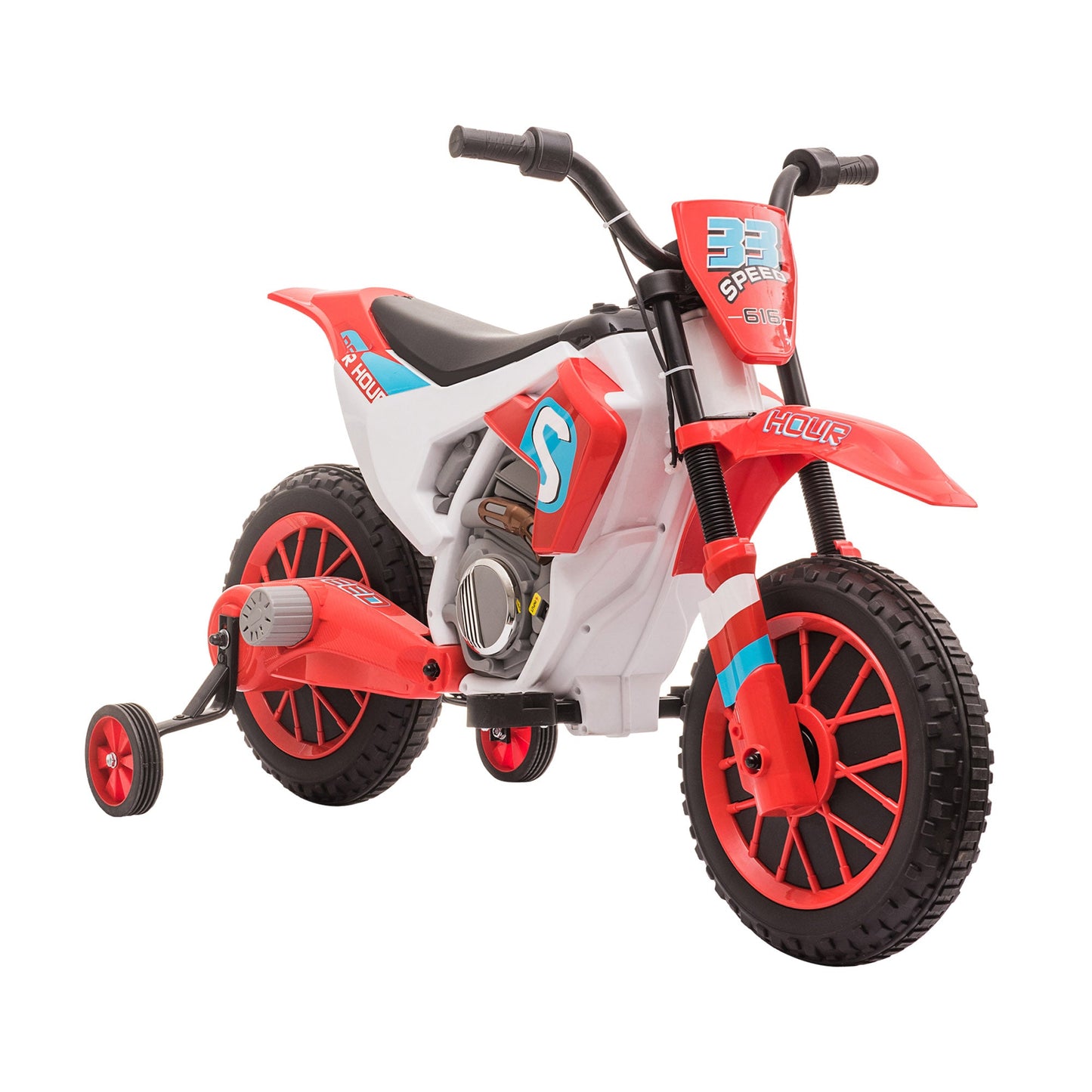Sports and Fitness-12V Kids Motorcycle Dirt Bike, Electric Battery-Powered Ride-On Toy, Off-road Street Bike with Charging Battery & Training Wheels, Red - Outdoor Style Company