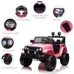 Toys and Games-12V Kids Ride On Car, Electric Battery Powered Off-Road Truck Toy Wheels with Remote Control, MP3 Music & Adjustable Speed, Pink - Outdoor Style Company