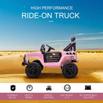Toys and Games-12V Kids Ride On Car, Electric Battery Powered Off-Road Truck Toy Wheels with Remote Control, MP3 Music & Adjustable Speed, Pink - Outdoor Style Company