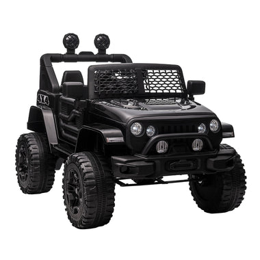 Toys and Games-12V Kids Ride On Car, Electric Battery Powered Off-Road Truck Toy with Parent Remote Control, MP3 Music & Adjustable Speed, Black - Outdoor Style Company