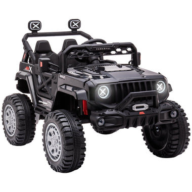 Toys and Games-12V Kids Ride on Car with Remote Control, Children Battery-Operated Car with Spring Suspension, Led Lights, Music, Horn & 3 Speeds, Black - Outdoor Style Company